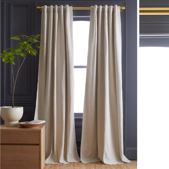 NWT QUINCE Set Of 2 48x84 Cotton Slub Room Darkening Curtains Natural 6435 - Picture 1 of 11